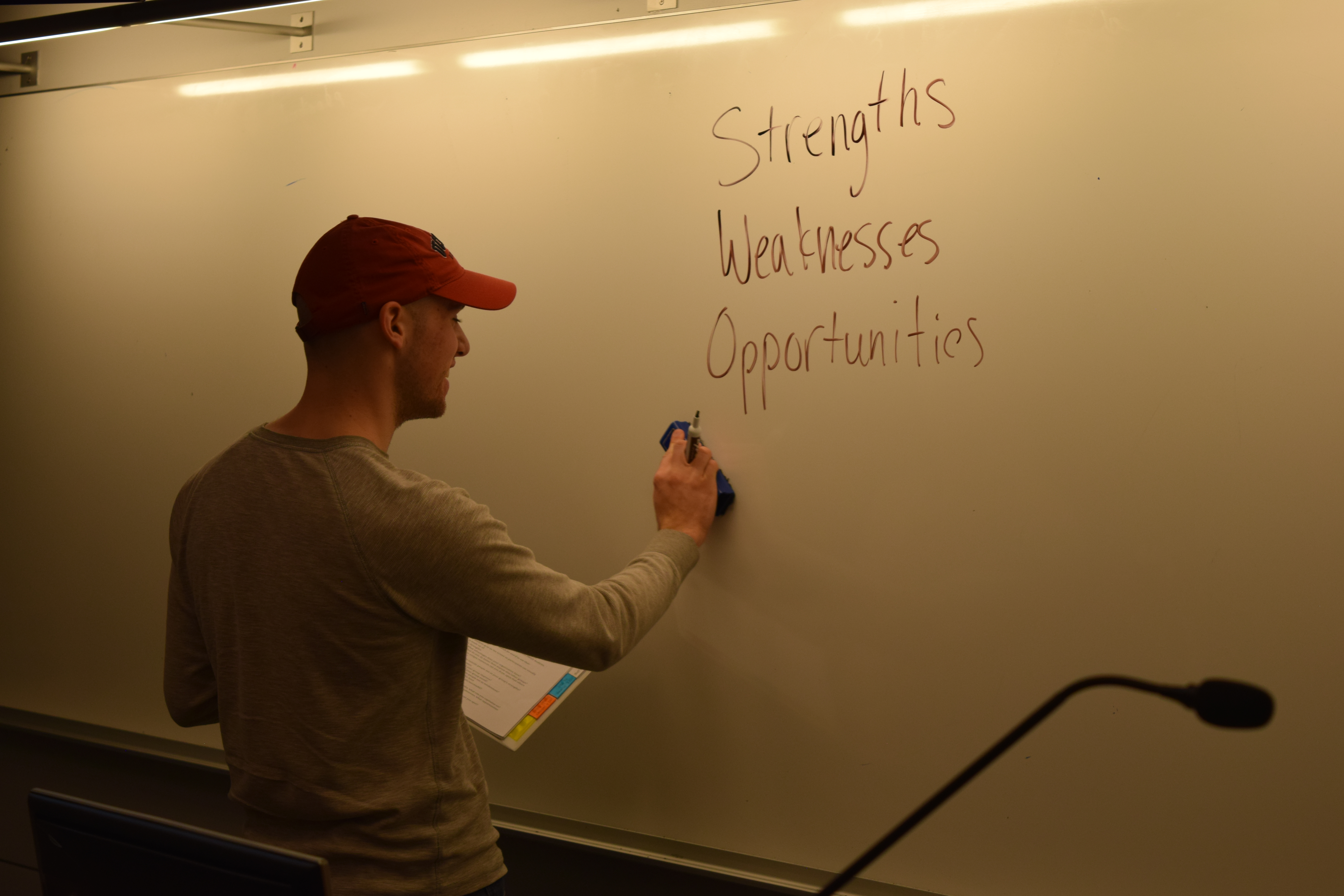 Facilitator writing on the board