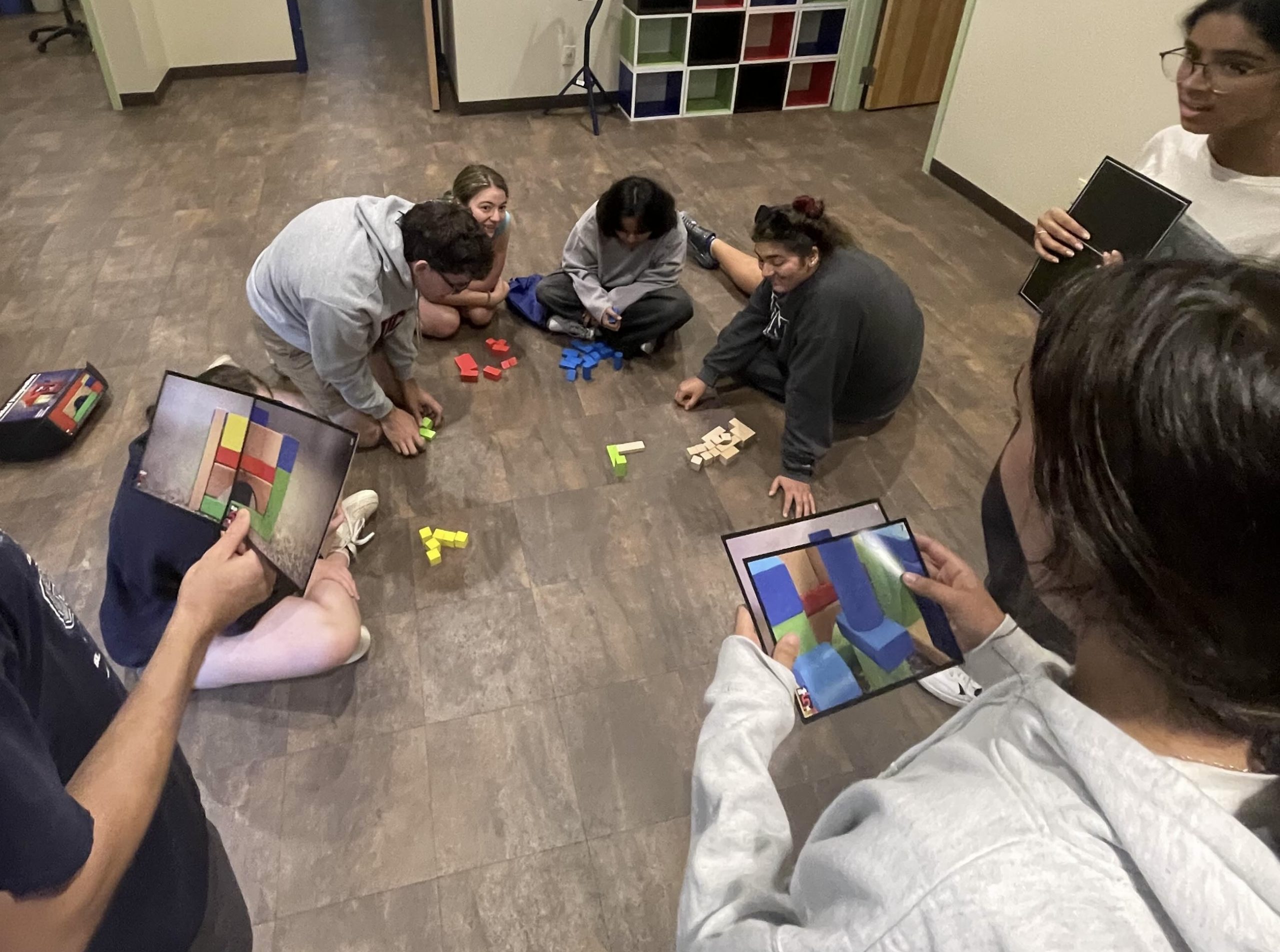 Students complete a problem solving activity together