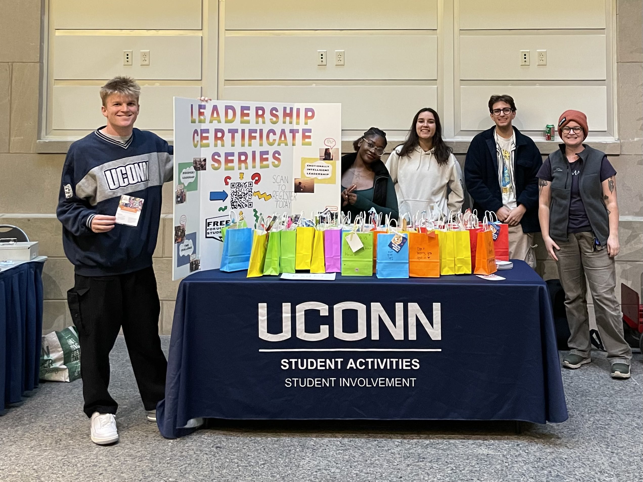 Students distribute finals care packages to their peers as a part of community service project